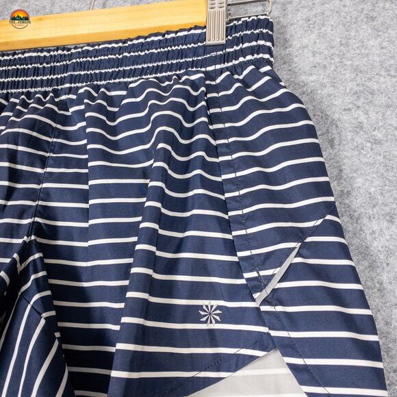 Athleta Athletic Running Shorts Navy Blue White Striped Racer Run Women's Small - Picture 9 of 11